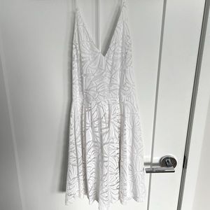 Express White Patterned Mesh Sundress